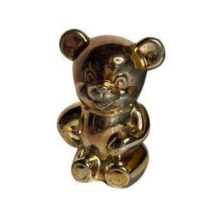 VTG 90s Selandia Brass Teddy Bear Figurine 5" MCM Retro Coin Bank Decor